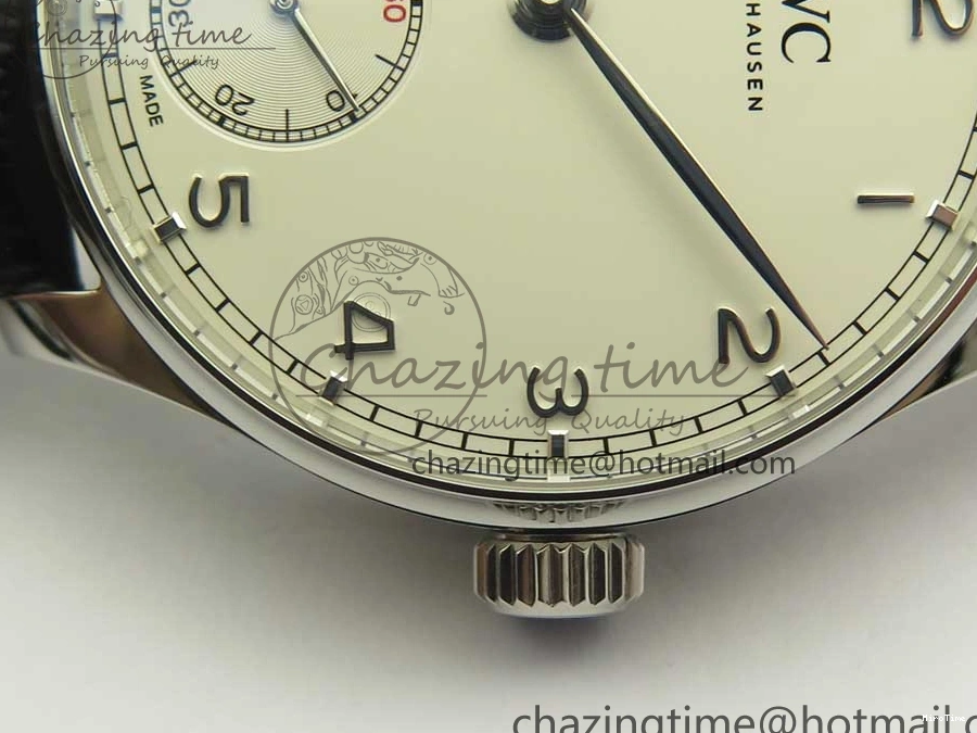 MIROTIME 0510 Efficient Portuguese Tourbillon IW5463 SS ZF Best Edition White Dial on Black Leather Strap 7170